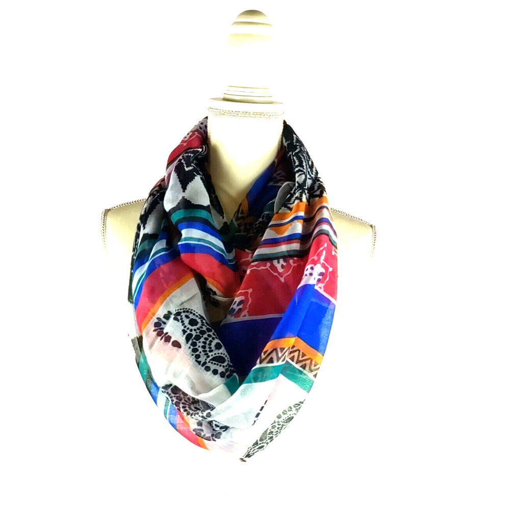 Infinity Scarf Orange Red Blue Colorful Statement